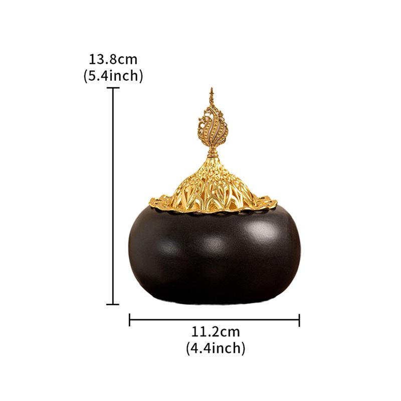 Арабская керамическая курильница для благовоний Купол в ближневосточном стиле Винтажный декор для гостиной Арабская курильница для благовоний чёрный