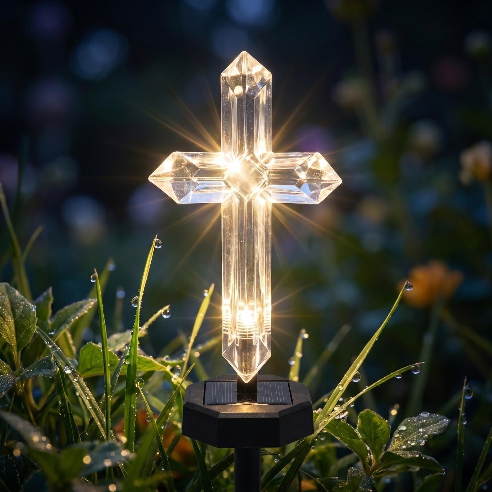 

Outdoor Cross Stake Light Waterproof Lawn Lamp Garden Decorative Yard Lighting for Pathway Landscape Memorial Use one size