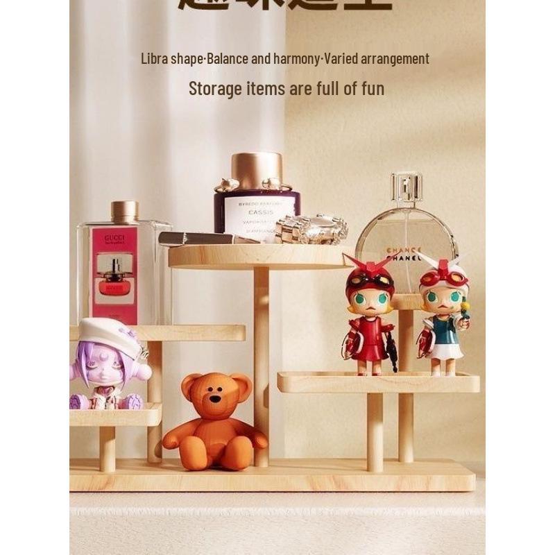 Solid Wood Creative Display Stand for Jewelry, Figurines, Snacks, and Succulents