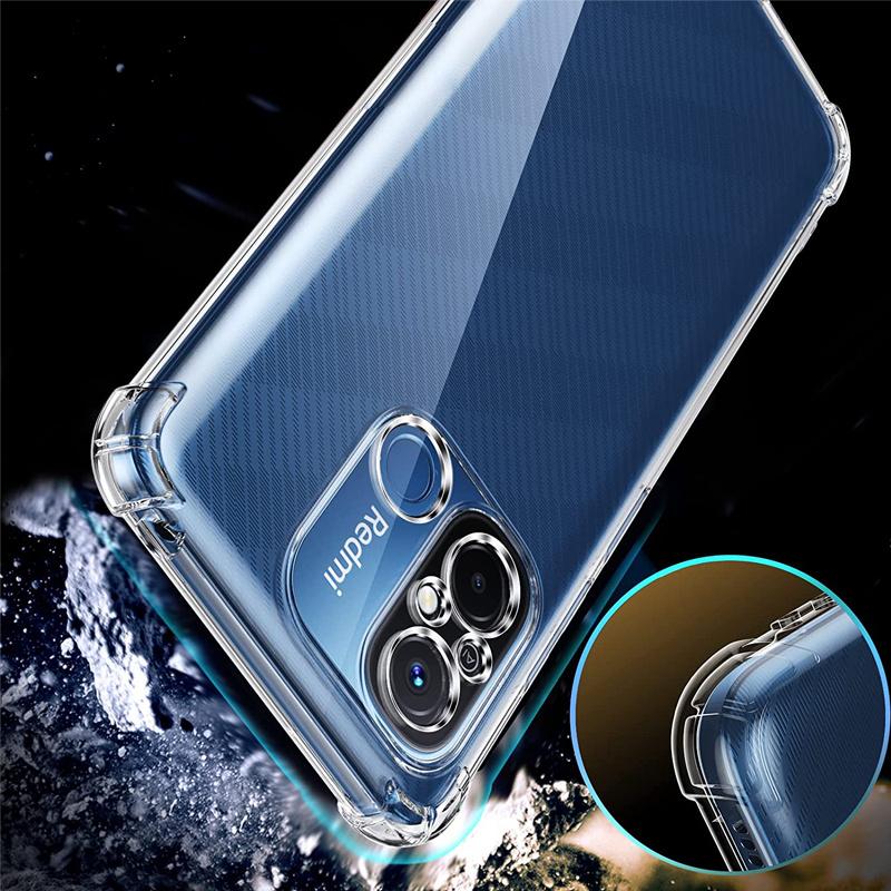 Air Bag Anti-Knock Soft Crystal Clear Transparent TPU Silicone Case Phone Cover For Redmi 12C / 12 / 10C / 10
