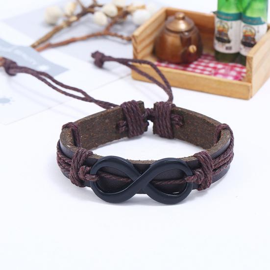 Männer Frauen 8-Form Geflochtenes Seil Kunstleder Armband Armband Paar Schmuck