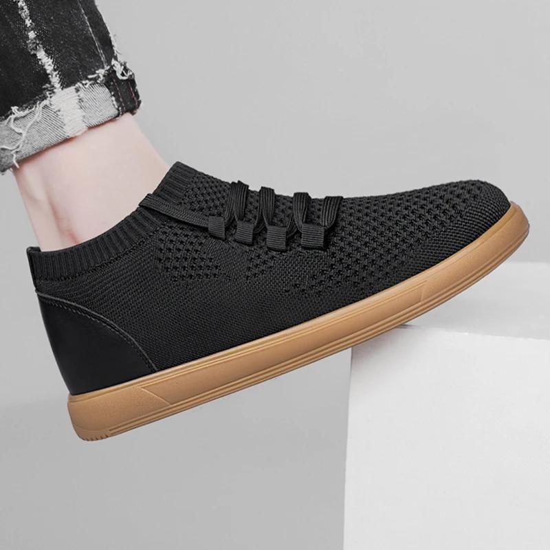 Fashion Breathable Mens Casual Shoes Comfy Outdoor Male Walking Shoes Anti-slip Men Sneakers Thick Bottom Slip On Flats Travel Loafers