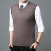Men's Knit V-Neck Sleeveless Sweater Vests Fit Knitted Pullovers Sweaters Slim Patchwork Smart Casual Knit Vest Men