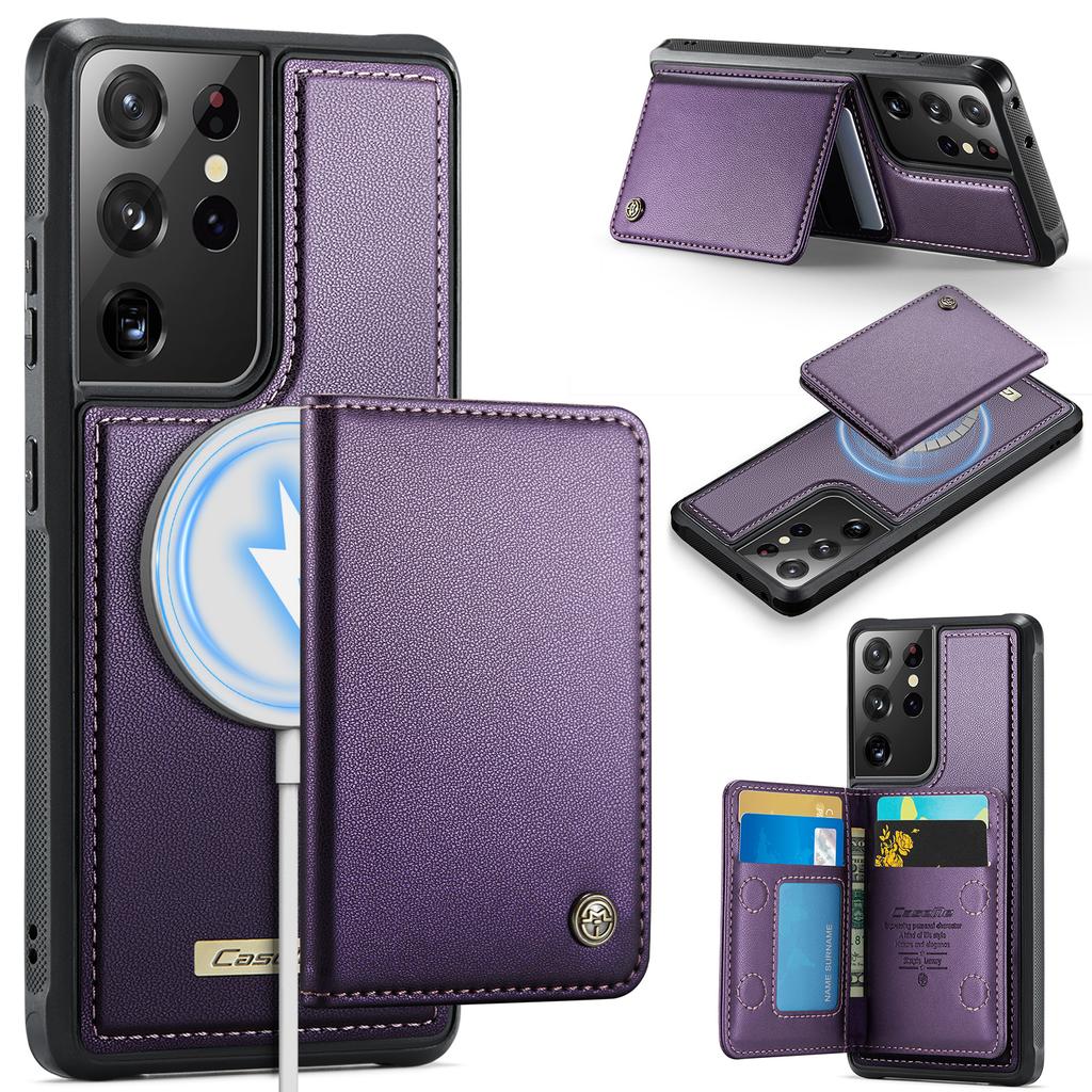 For Samsung Galaxy S21 Ultra 5G Magnetic Case CASEME ME80 Series Leather PC TPU Phone Cover with Detachable Wallet