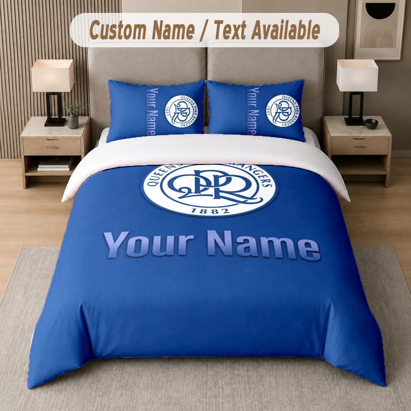Custom Name Queens Park Rangers _ QPR 3Pcs Duvet Cover Set Personalized Text Bedding Pillowcases Bedroom