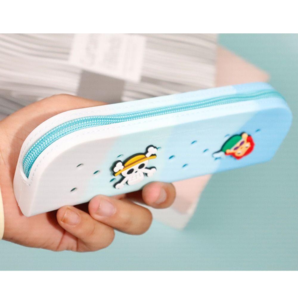 Ademende Gaten Siliconen Potloodhoes Rits Zachte Schrijfwaren Opbergtas Waterdichte Draagbare Potloodtas Kinderen Cadeau