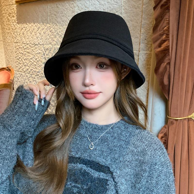 Korean Simple Bucket Hat Women Autumn Winter Fashion Fisherman Hat Simple
