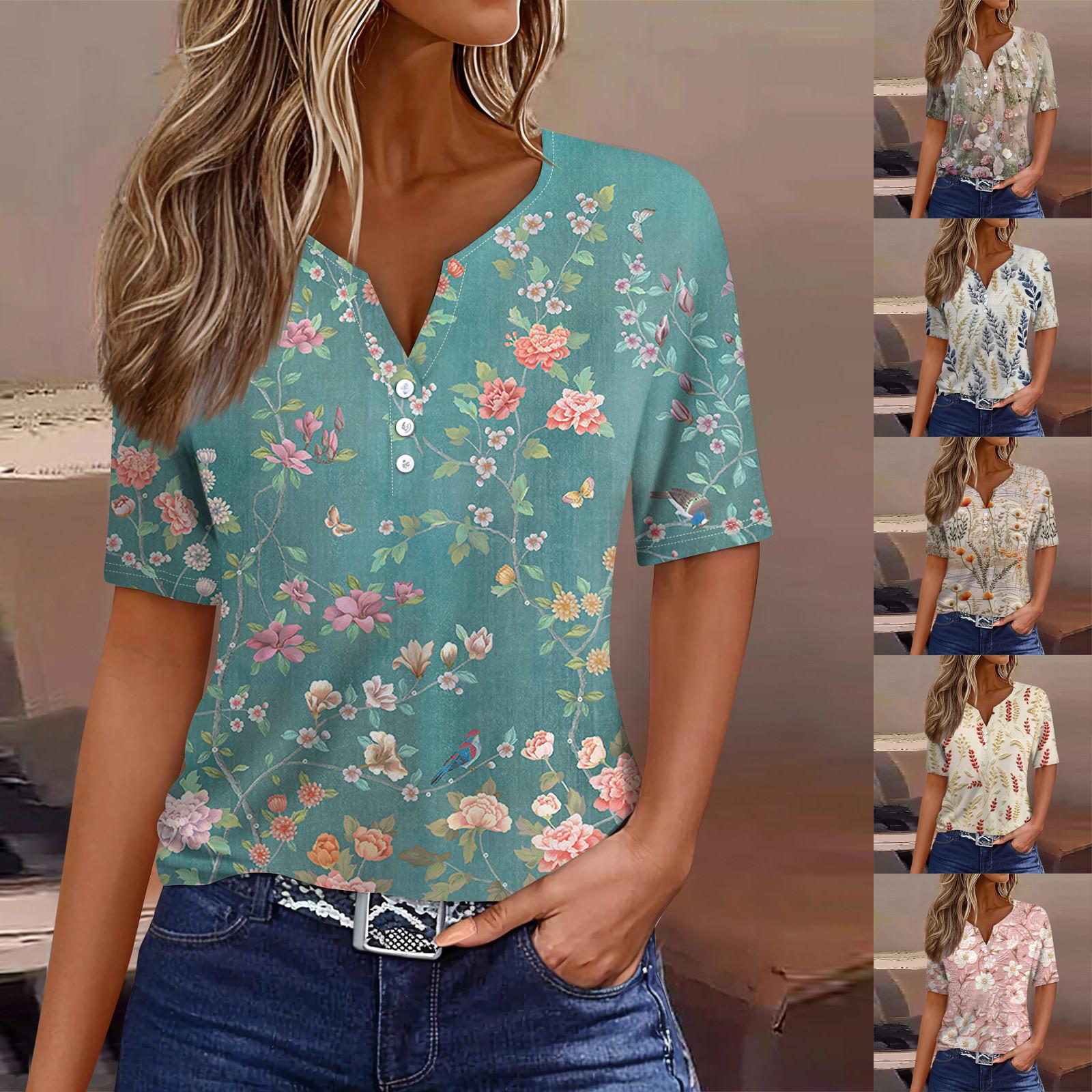 

Рубашки с коротким рукавом для женщин, милые футболки с цветочным принтом и графическим принтом, блузки, повседневные базовые топы больших размеров, пуловеры L бежевый