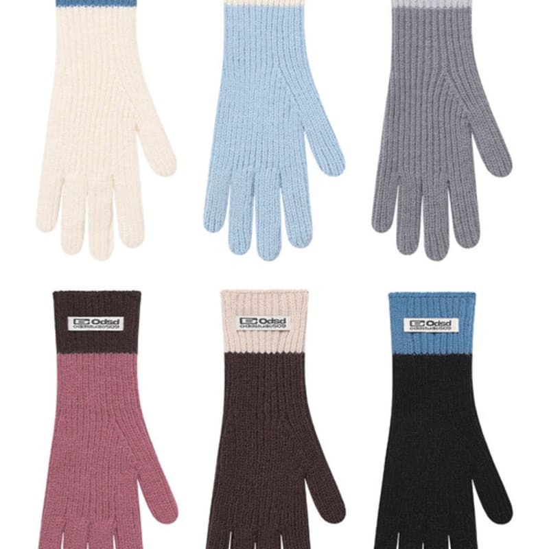 

ODD STUDIO Odsd Вязаные перчатки с отверстием для пальца в стиле колор-блок - 6 цветов SKY BLUE IVORY_FREE