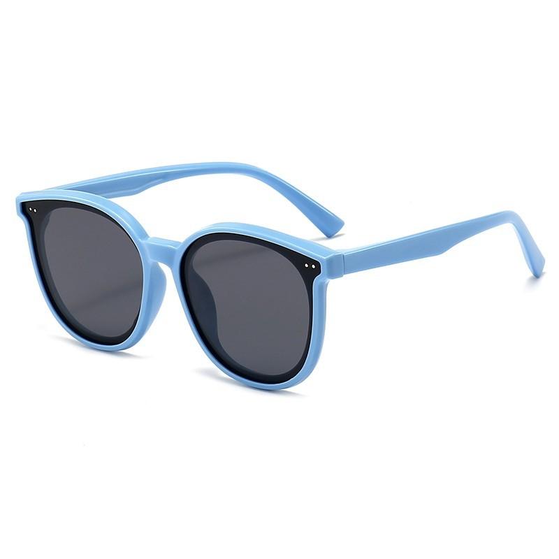 

От 3 до 12 лет Детские поляризационные солнцезащитные очки для мальчиков и девочек, мягкая оправа из ТПЭЭ, дизайн «кошачий глаз», модные солнцезащитные очки с защитой от ультрафиолета UV400, овальные очки светло-синий