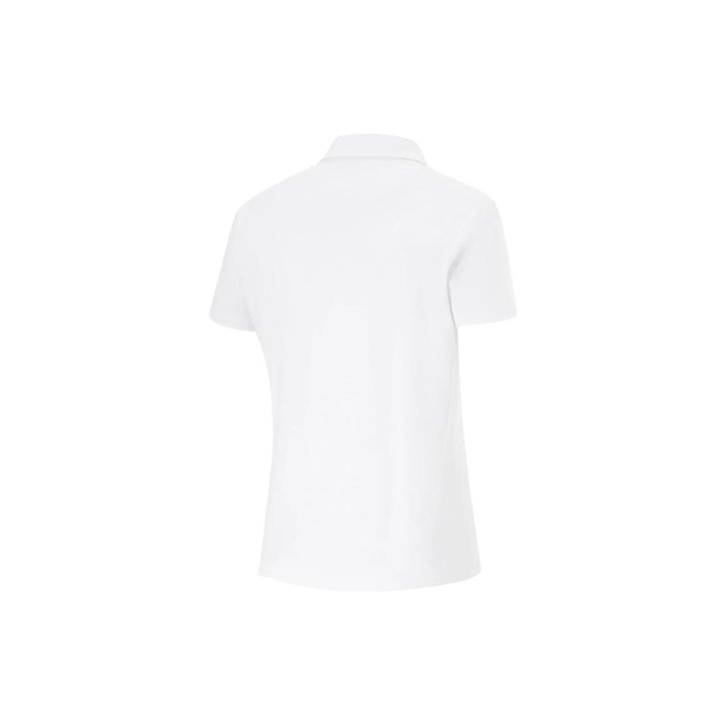 Li Ning Fitness Series Solid Color Ice Feel Cool Casual Short Sleeve Polo Shirt Women tops Standard-White APLU128-1