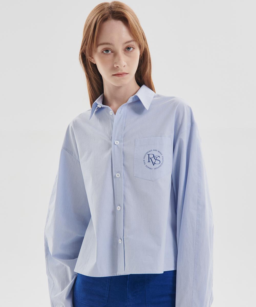 Raverous Rvs Striped Crop Shirt Light Blue 1