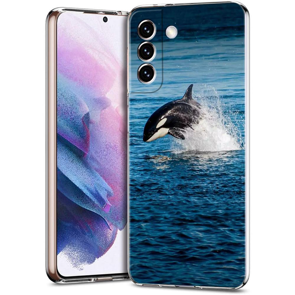 Phone Case For Samsung Galaxy S24 Ultra S23 FE S22 S20 S21 5G S10 S9 Plus S10E S8 Clear Orca ocean lovely killer whale Cover
