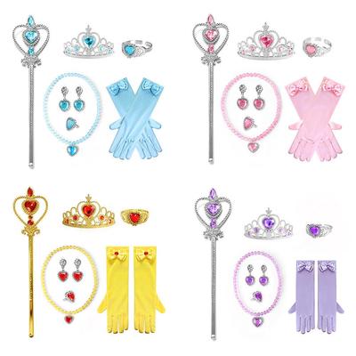 Conto de Fadas Varinha Mágica e Conjunto de Joias Frozen: Coroa de Princesa, Colar, Luvas - Presente Perfeito de Halloween ou Aniversário para Meninas