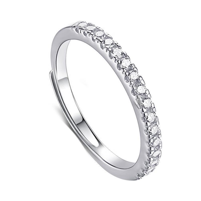 V-Shaped Moissanite Ring Stackable Single Row Minimalist Adjustable Pinky Ring for Women