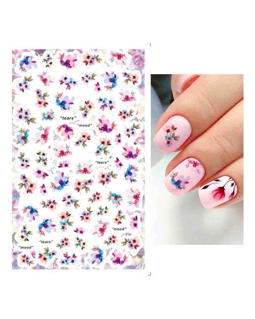 Autocollants 3D pour Nail Art, lignes ondulées abstraites colorées, décalcomanies à fleurs et feuilles florales, décoration d'ongles