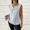 Summer New Loose Vest Shirt for Women V-neck Cotton and Linen Button Top