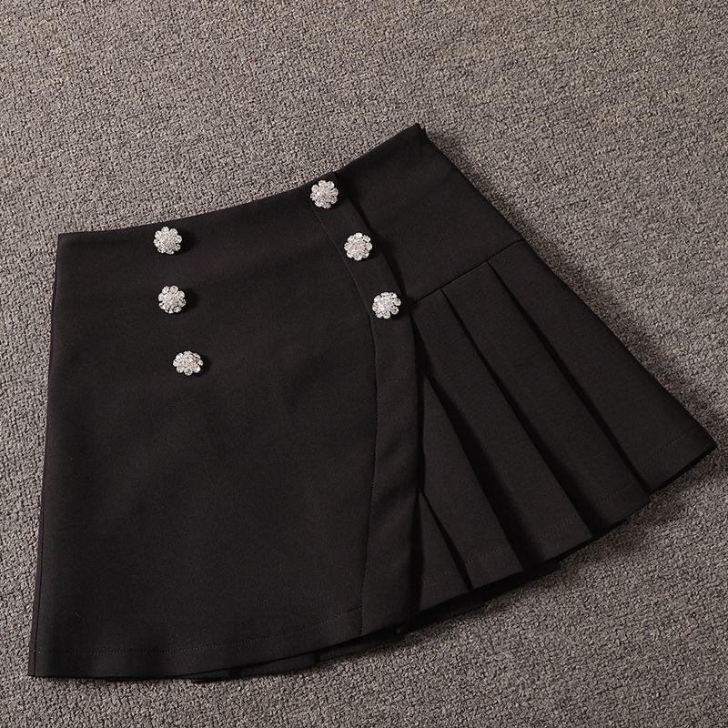 

Модная черная юбка с высокой талией в корейском стиле для весны 2023 Black((E16-1)) S