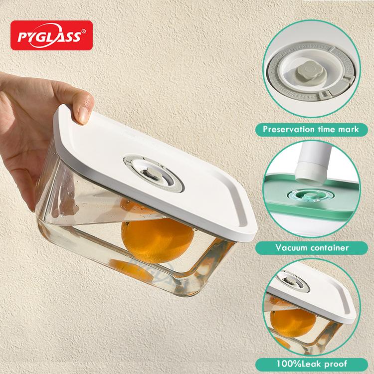Modern Borosilicate Glass Rectangular Vacuum Food Storage Box Airtight Food Container Kitchen & Back School 800 ml белый