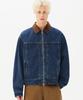 Trillion Corduroy Collar Denim Zip-Up Work Jacket (Middle Blue)