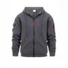 Mens Zip Up Hoodie Sweatshirt Casual Sports Top Solid Color Loose Fit
