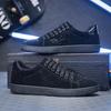 Luxury Designer Fashion Men's Black Rhinestone Platform Shoes Microfiber Leather Fabric Breathable Rock Hip-hop Walking Sneakers