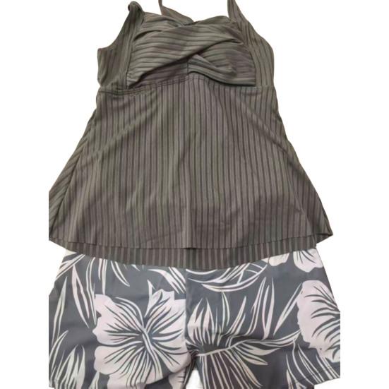 2Pcs/Set Women Swimsuit Sling Padded Tops Leaf Printing Swimming Trunks Set Quick-Dry Fabric Vacation Activities Beachwear