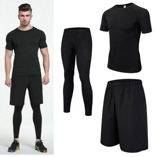 Men's Quick-Dry Basketball Compression Sportswear Set - 3 or 4 Pieces for Autumn/Winter Running