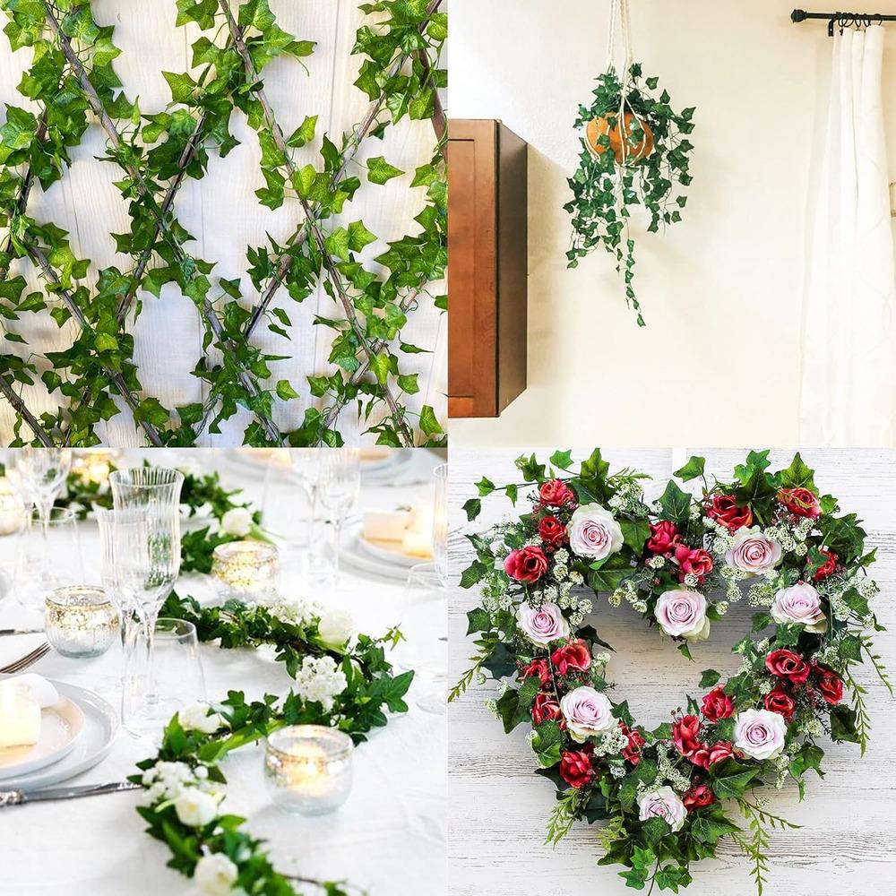 12 Pack Fake Ivy Garland Artificial Hanging Vine Plant UV Resistant for Outdoor Indoor Garden Wall Party Home Decoration