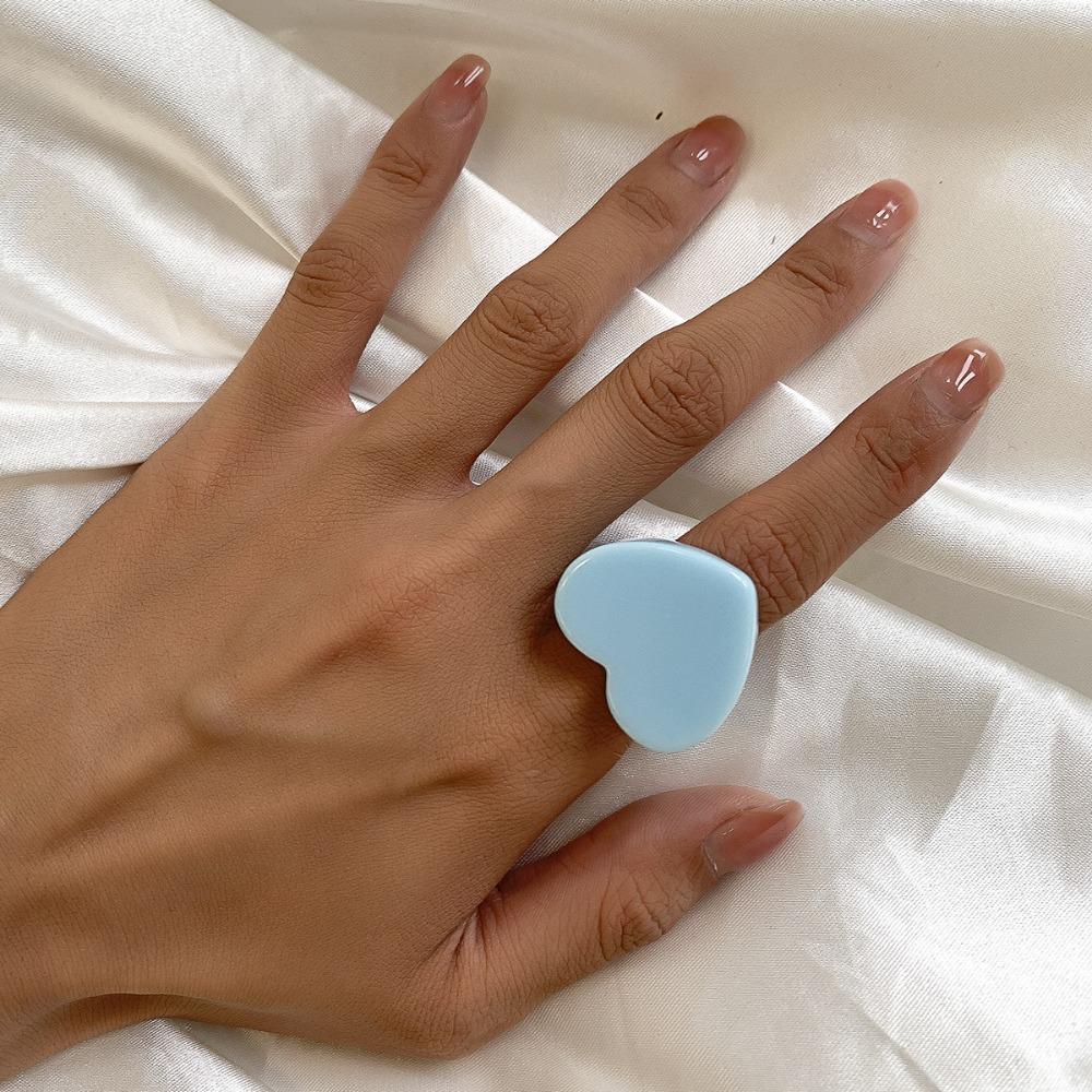 Simplicity Peach Heart Shaped Ring Personality Ring New Resin Geometric Ring