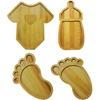9 Inch Baby Shower Food Trays 4 Pcs Wooden Charcuterie Board Milk Cup Serving Tray Cheese Board Dish Decorative Platter for Snack Food Cake Cookies