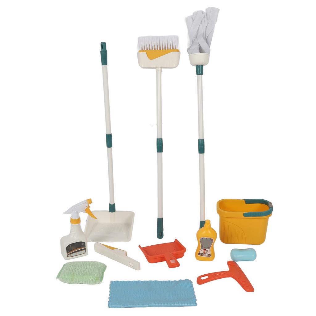 Set de curățenie pentru copii Cărucior de curățenie de jucărie Jucării de menaj Set mătură și mop pentru copii mici