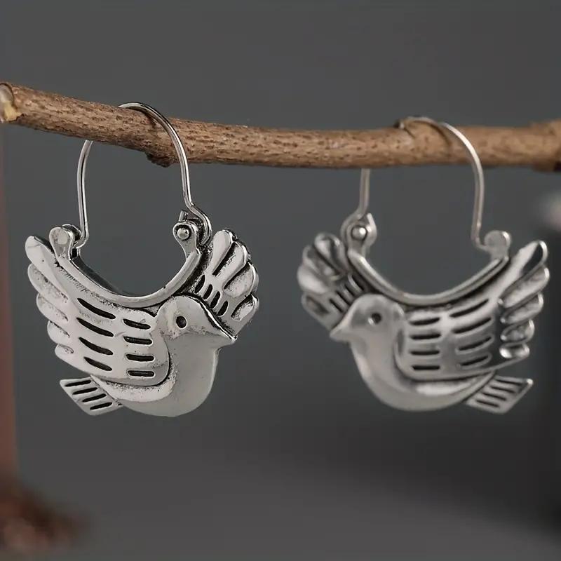 Ohrringe im Ethno-Stil für Frauen Vogel Tier Kupferfarbe Schweres Metall Eingelegt Hängeohrringe Schmuck Trendy Weibliches Geschenk