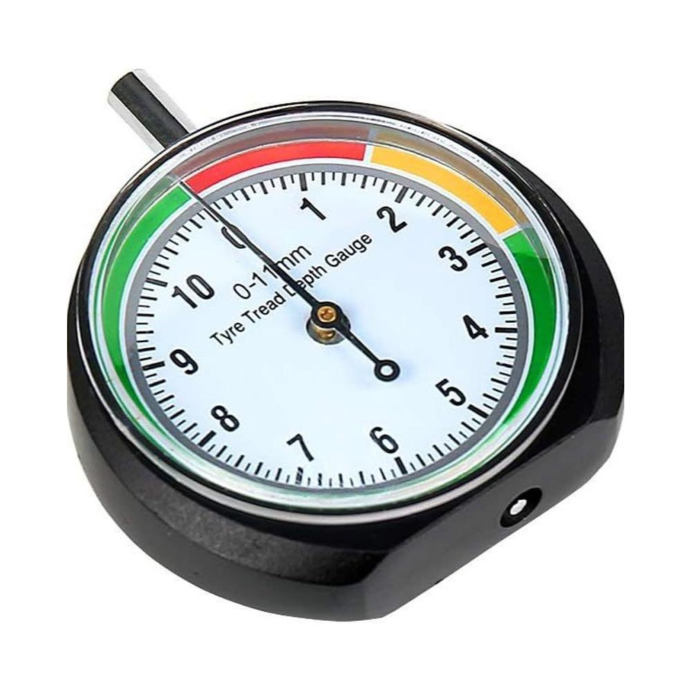 Car Tire Tread Depth Gauge 1/11mm & 1/32" Scale Needle Pointer Mechanical Gauge Metal Automotive Maintenance & Safety Tool
