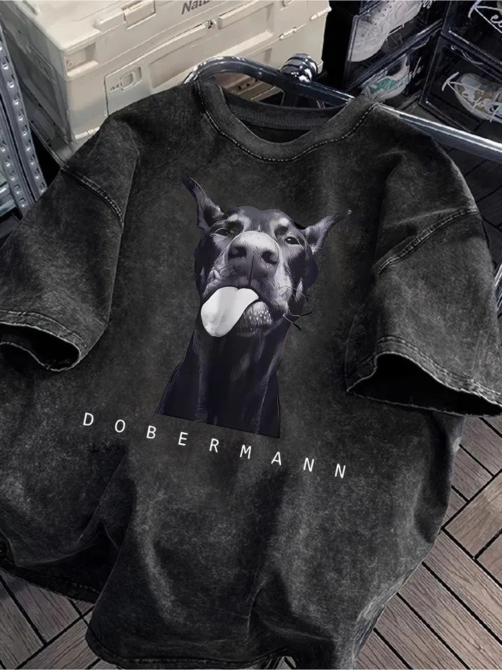 

DoberUnisex TShirts Women Dog Prints Cotton Tops Summer ONeck Oversize T Shirts Casual Short Sleeve Tees Street Women Clothes S