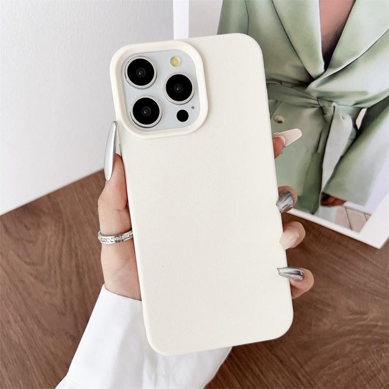Candy Color Fake Leather Case for iPhone 16 Pro Max 15 14 13 12 Pro 11 XS Max XR All Inclusive Drop Resistant Cover