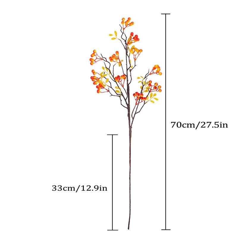 3pcs Artificial Plants Branch Orange Autumn Fruit Berries 70cm Foam Berry Plastic Fake Flower Home Ornaments Decoration