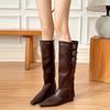 Genuine leather 2025 spring two-piece inner height-increasing sleeve trouser tube boots for women, two pointed Martin boots for women in spring and au