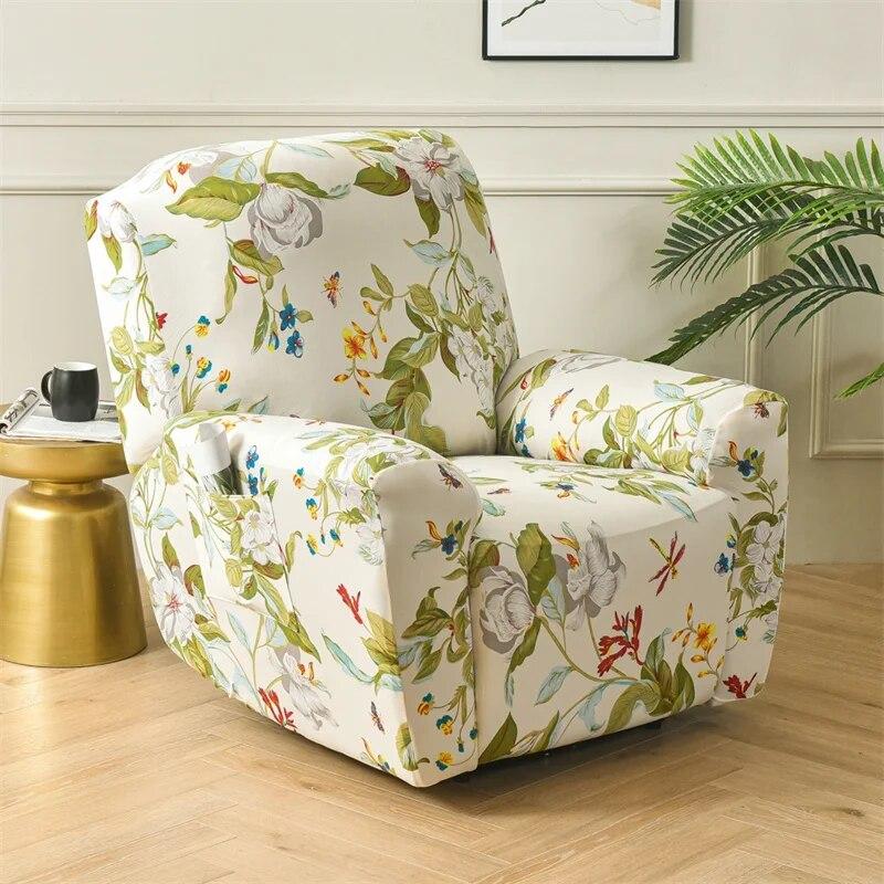 Printed Elastic Recliner Sofa Cover Soft Stretch Single Sofa Covers for Living Room Pets Kid Split Functional Lounger Chair Case