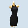 Halterneck Sunken Stripe Silm Bodycon Dress Narrow Shoulder Knitting Dress Black Inner Sling Dress