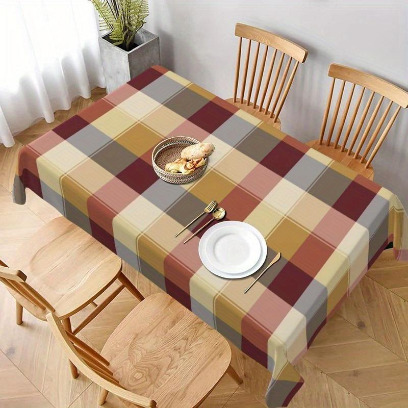 1pc Grid Pattern Autumn Rectangle Tablecloth Suitable for Kitchen Dining. Small Tablecloth Is Suitable.zyc