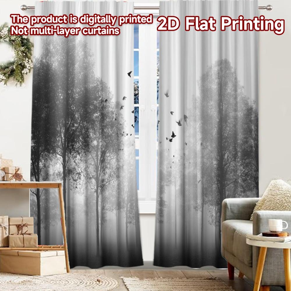 2 Stück, 2D-FLACHDRUCK Vorhänge (Ohne Stange) Misty Pines Weihnachtsfestival Beliebte Vorhänge&Draperien Garnvorhänge Festlich