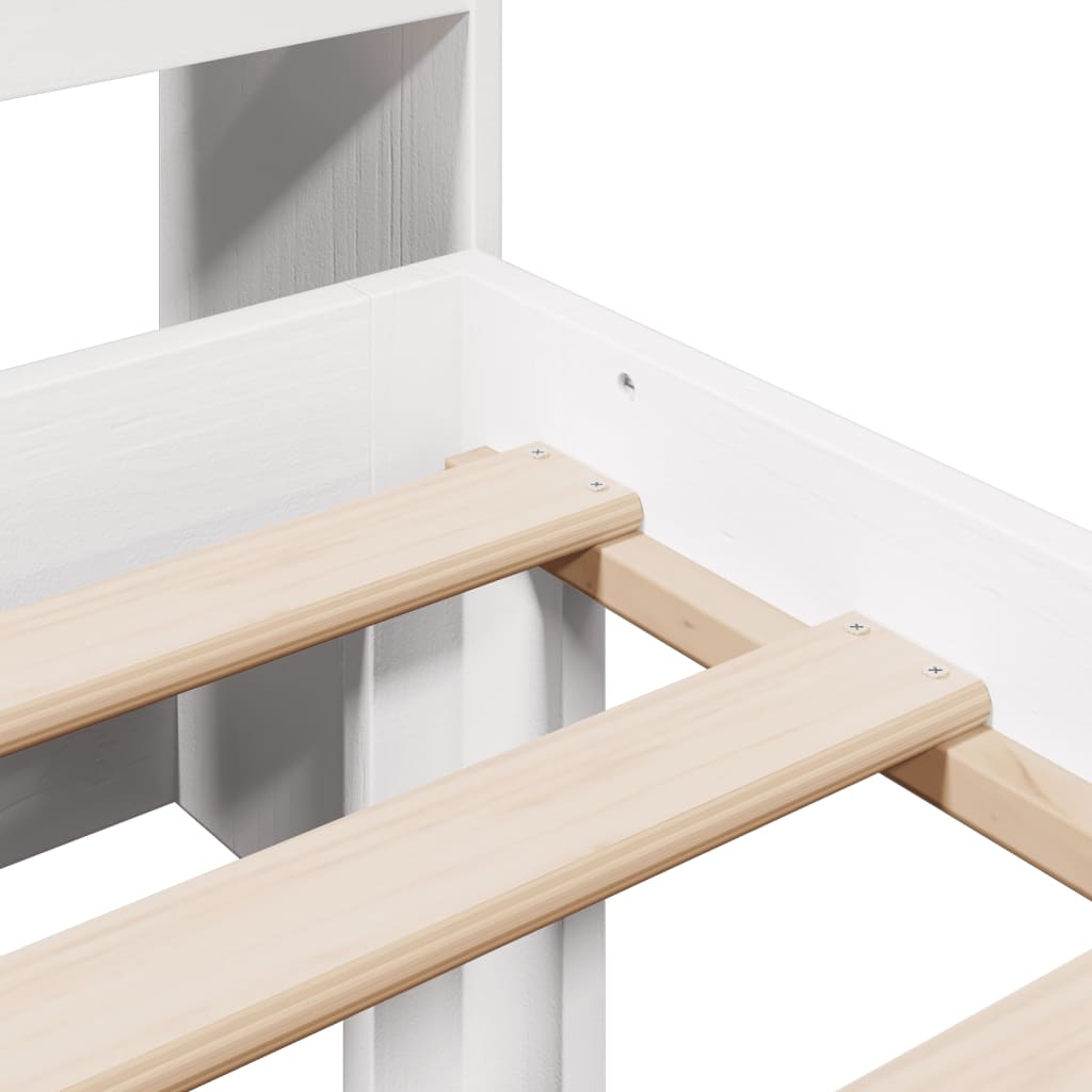 Solid Wood Bed with Shelf Without Mattress White 90x190 cm Pine