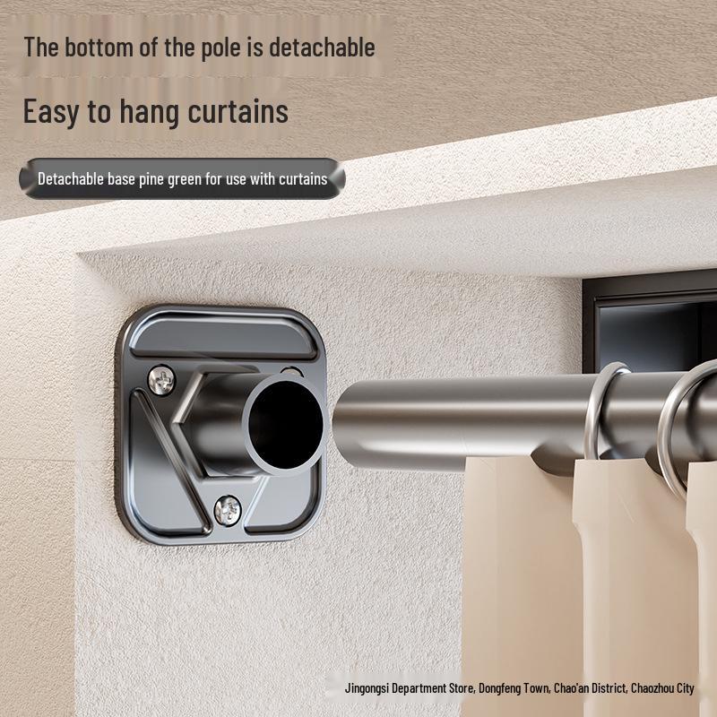 Regulowany, beznarzędziowy, wysuwany drążek ze stali nierdzewnej na ubrania i zasłonę prysznicową