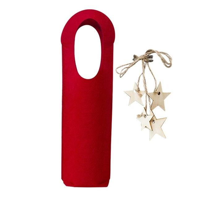 Christmas Red Wine Bottle Cover Star Pendant Felt Christmas Wine Cover Red Wine Gift Felt Bag