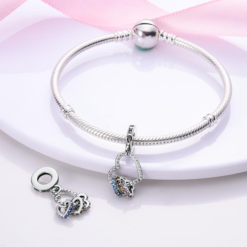 Charms Plata Infinite Love Colorful Heart-Shaped Pendants Fit Original Bracelets Charms For Women Jewelry Making Gifts