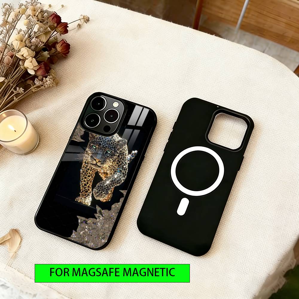 

Fortune Leopard Phone Case For iPhone17,16,15,14,13,12,11 Plus,Pro Magnetic For Magsafe Wireless Charging iPhone11ProMax
