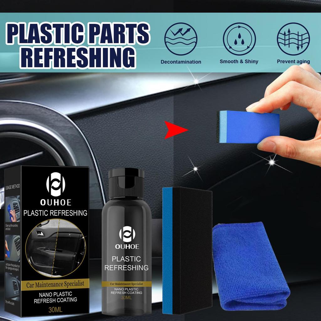 OUHOE Car Interior Plastic Restorer & Polisher - Dustproof Whitening Dashboard Care.