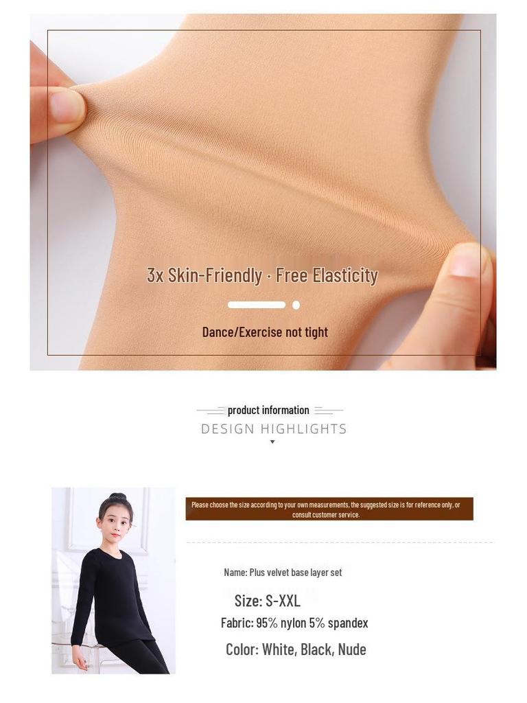 Children's Performance Base Layer: Flesh-Colored Fleece Dance Shirt for Winter