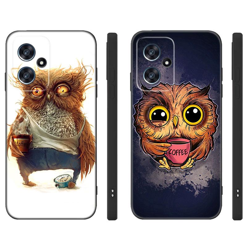 Lovely Cartoon Owl Black Silicone Phone Case For Xiaomi POCO X3 X4 NFC F3 F4 GT F5 M3 M4 M6 X5 X6 Pro 5G C55 C65 M5
